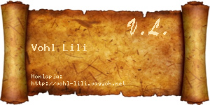 Vohl Lili névjegykártya